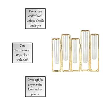 Creative Brands Sippin' Pretty Test Tube Bud Vases, 5-Piece, Gold