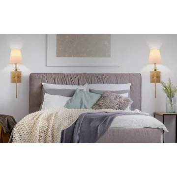 Wall Sconces Set of Two with Remote,Dimming 10-100% & Adjustable Colors 2700-6500K,Hardwired Wall Lamps White Fabric Shades,Wall Mounted Lamp with Night Light & Timer,Antique Brass,NOT Battery Powered