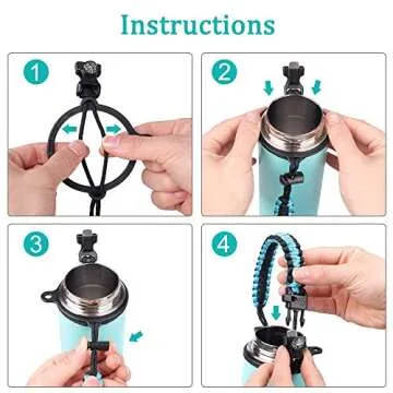 Paracord Handle for Wide Mouth Water Bottles 12oz-64oz