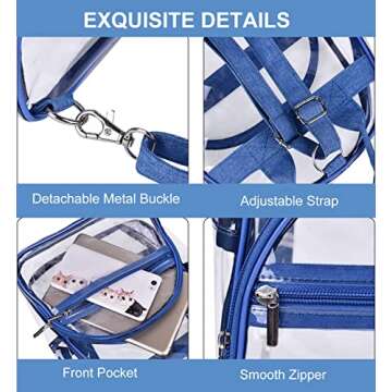 Oraben Small Clear Backpack, Clear Bag Stadium Approved, Small Transparent Backpacks See Through Bag for Concert Security