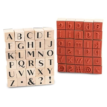 Charming Wood Rubber Alphabet Stamp Set for Creative Projects