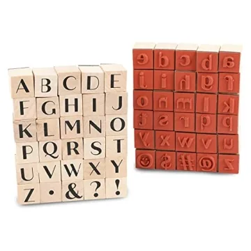 Charming Wood Rubber Alphabet Stamp Set for Creative Projects