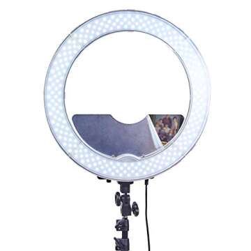 Socialite Half Moon Vanity Mirror Attachment for 18" Ring Light - Fits and Neewer 18" Ring Lights with Mounting Tabs