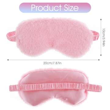 2 Pcs Plush Fluffy Eye Mask Soft Sleeping Blindfold Eye Cover Comfortable Furry Faux Fur Sleeping Mask Satin Nap Night Eyeshade Cover for Women Men Gift (White, Pink)