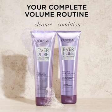 L'Oreal Paris Volume Sulfate Free Shampoo and Conditioner for Color-Treated Hair, EverPure, 8.5 Fl Oz (Set of 2)