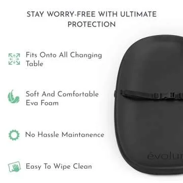 Evolur Eva Baby Changing Pad in Black, Soft, Lightweight and Portable Changing Pad, Fits All Changing Table, Waterproof Firm Padding