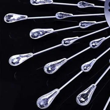 FLEBLE Large Wall Clocks for Living Room Decor Modern Silent Wall Clock Battery Operated Non-Ticking for Bedroom Kitchen Office Home Decoration 20 Inch Silver Drop Crystal Wall Watch for Indoor