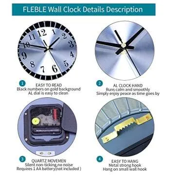FLEBLE Large Wall Clocks for Living Room Decor Modern Silent Wall Clock Battery Operated Non-Ticking for Bedroom Kitchen Office Home Decoration 20 Inch Silver Drop Crystal Wall Watch for Indoor