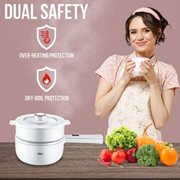 Bear Hot Pot Electric Cooker with Steamer and Non-Stick Surface