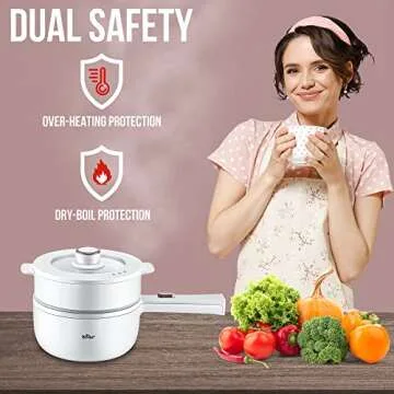 Bear Hot Pot Electric Cooker with Steamer and Non-Stick Surface