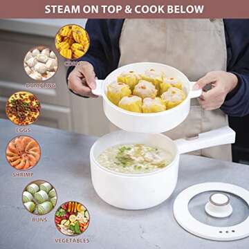 Bear Hot Pot Electric Cooker with Steamer and Non-Stick Surface