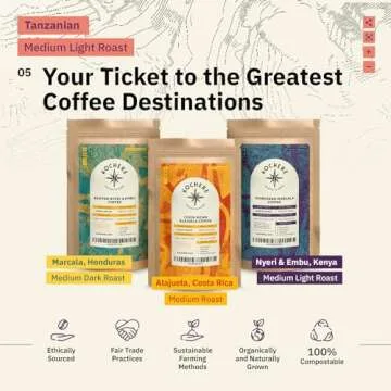 Tanzanian Peaberry Coffee Whole Bean - Single Origin Medium Light Roast, Roasted To Order Whole Bean Coffee Specialty Grade, Fair Trade and Non-GMO