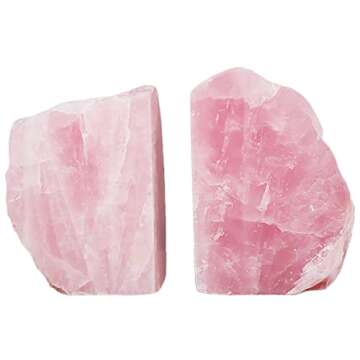 MOGEMT Rose Quartz Bookends for Elegant Home Decor