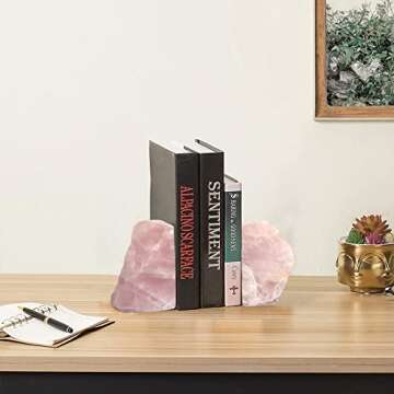 MOGEMT Rose Quartz Bookends for Elegant Home Decor