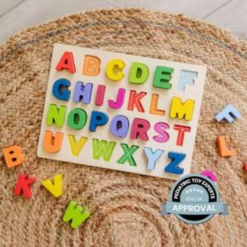 Solobo Uppercase Alphabet Puzzle - Wooden Toddler Alphabet Learning Toy - Perfect ABC Puzzle for Kindergarten Classroom - Quality Wooden Puzzles for Kids - Best ABC Toys & Montessori Education