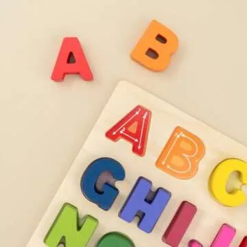 Solobo Uppercase Alphabet Puzzle - Wooden Toddler Alphabet Learning Toy - Perfect ABC Puzzle for Kindergarten Classroom - Quality Wooden Puzzles for Kids - Best ABC Toys & Montessori Education