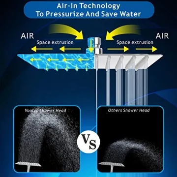 Voolan Rain Shower Head - Luxurious 12" Showerhead for Home