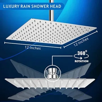 Voolan Rain Shower Head - Luxurious 12" Showerhead for Home