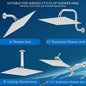 Voolan Rain Shower Head - Luxurious 12" Showerhead for Home