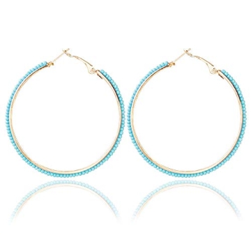 Bohemian Colorful Beads Hoop Earrings for Women
