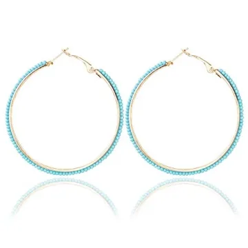 Bohemian Colorful Beads Hoop Earrings for Women
