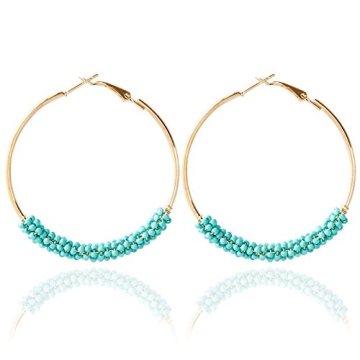 Bohemian Colorful Beads Hoop Earrings for Women