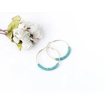 Bohemian Colorful Beads Hoop Earrings for Women