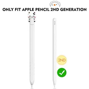 NIUTRENDZ Cute Cow Apple Pencil Case for Apple Pencil 2nd Generation Case Silicone Protective Cover Sleeve Skin Accessories (White, Apple Pencil 2nd Generation)
