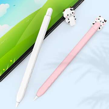 NIUTRENDZ Cute Cow Apple Pencil Case for Apple Pencil 2nd Generation Case Silicone Protective Cover Sleeve Skin Accessories (White, Apple Pencil 2nd Generation)