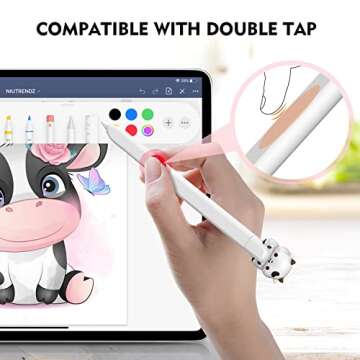 NIUTRENDZ Cute Cow Apple Pencil Case for Apple Pencil 2nd Generation Case Silicone Protective Cover Sleeve Skin Accessories (White, Apple Pencil 2nd Generation)