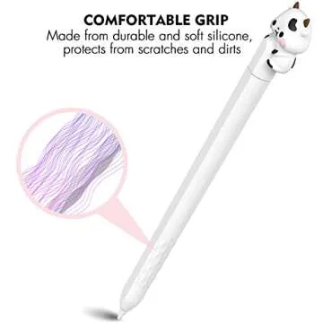 NIUTRENDZ Cute Cow Apple Pencil Case for Apple Pencil 2nd Generation Case Silicone Protective Cover Sleeve Skin Accessories (White, Apple Pencil 2nd Generation)