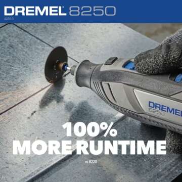 Dremel 8250-5 12V Lithium-Ion Variable Speed Cordless Rotary Tool with Brushless Motor - 5 Rotary Tool Accessories, 3Ah Battery, Charger, and Tool Bag