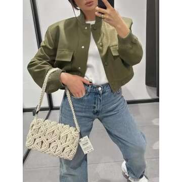 Zeagoo Women Bomber Jacket Casual Button Down Varsity Jackets Shackets With Pockets Outwear