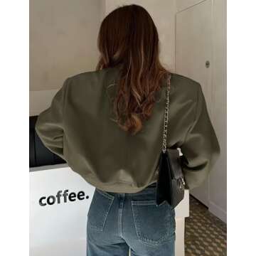 Zeagoo Women Bomber Jacket Casual Button Down Varsity Jackets Shackets With Pockets Outwear