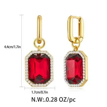 HolidayQbee Red Dangle Earrings - Rhinestone Fashion Jewelry
