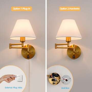 Stylish Swing Arm Wall Sconce with USB Charging Port