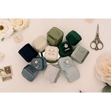 Elegant Velvet Ring Box for Weddings & Engagements - Double Storage