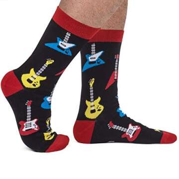 Lavley Rock Out Socks Out Guitar Socks - Funny Gifts for Guitarists and Music Lovers - Unisex for Me...