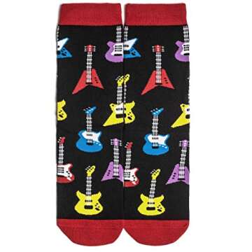Lavley Rock Out Socks Out Guitar Socks - Funny Gifts for Guitarists and Music Lovers - Unisex for Men & Women