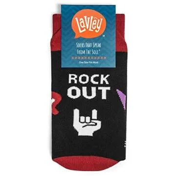 Lavley Rock Out Socks Out Guitar Socks - Funny Gifts for Guitarists and Music Lovers - Unisex for Men & Women