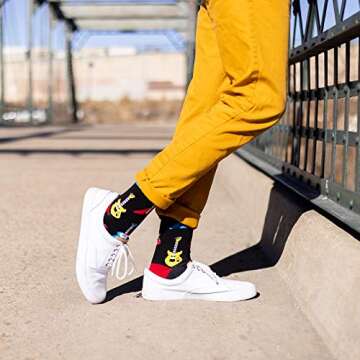 Lavley Rock Out Socks Out Guitar Socks - Funny Gifts for Guitarists and Music Lovers - Unisex for Men & Women