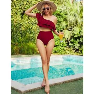 VIMPUNEC Ruffle One Shoulder Bathing Suit for Summer Fun