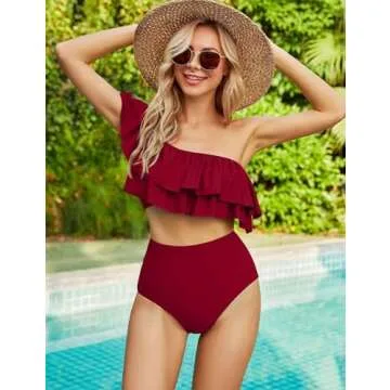 VIMPUNEC Ruffle One Shoulder Bathing Suit for Summer Fun