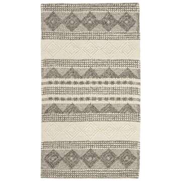 SAFAVIEH Natura Collection Accent Rug - 3' x 5', Grey & Ivory, Handmade Moroccan Boho Tribal Wool & ...