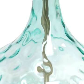 Elegant Designs LT3217-BLU 24" Modern Refined Bubbly Colored Glass Table Lamp with White Linen Tapered Drum Shade