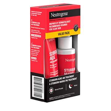 Neutrogena Stubborn Acne AM Treatment & Stubborn Marks PM Treatment, Dermatologist-Inspired Regimen for Stubborn Acne & Post-Acne Marks, 2.0 oz AM Treatment & 1.0 fl. oz PM Treatment