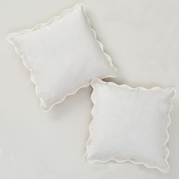 Mayler Yee Elegant Scalloped Throw Pillow Covers Set of 2 – Chic Cotton & Linen for Boho Style Liv...