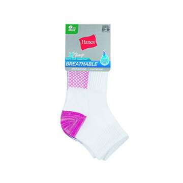 Hanes Women's 6-pair Lightweight Breathable Ventilation Ankle fashion liner socks, White Assorted, 8...