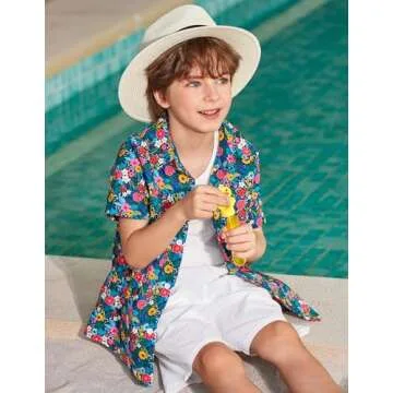 Arshiner Boys Hawaiian Shirt Comfortable Fun Summer Style