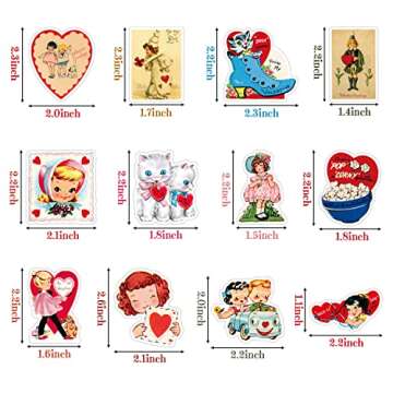 B2jkae 52Pcs Vintage Valentine's Day Vinyl Stickers Set